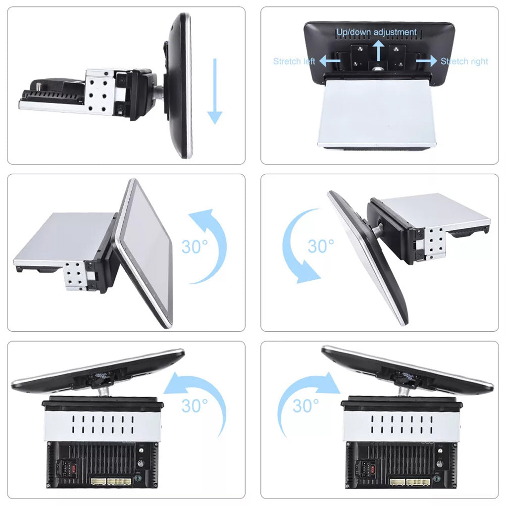 10.1" Rotatable 1Din Car Stereo Radio 64GB Android 14 Apple CarPlay Auto GPS NAV