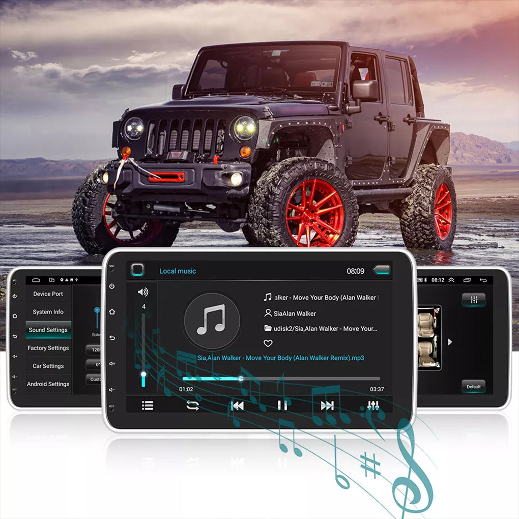 10.1" Rotatable 1Din Car Stereo Radio 64GB Android 14 Apple CarPlay Auto GPS NAV