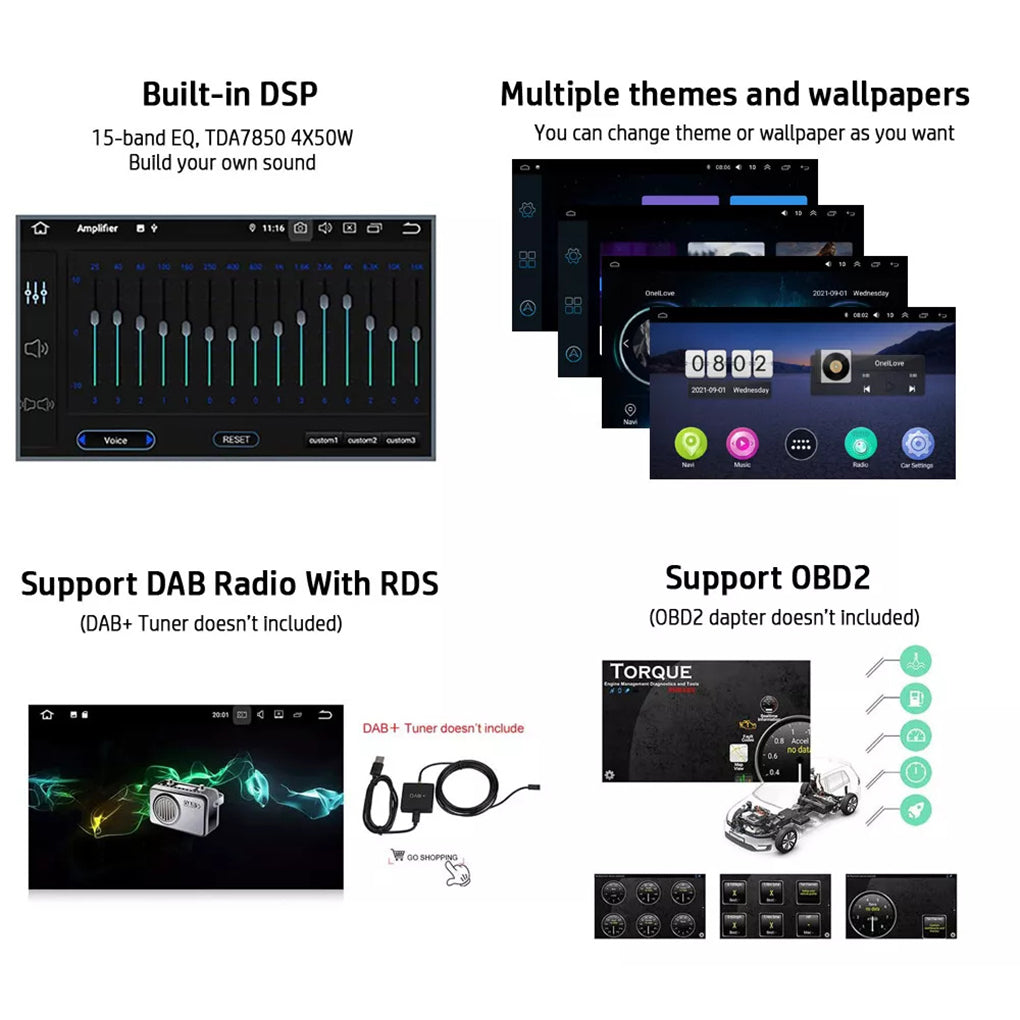 10.1 inch Android 14 rotating screen car navigation