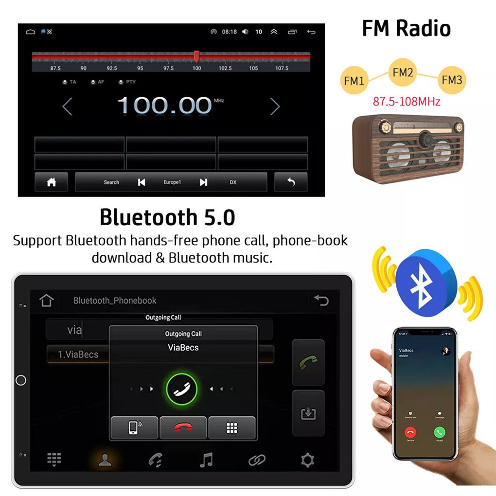 10.1 inch Android 14 rotating screen car navigation
