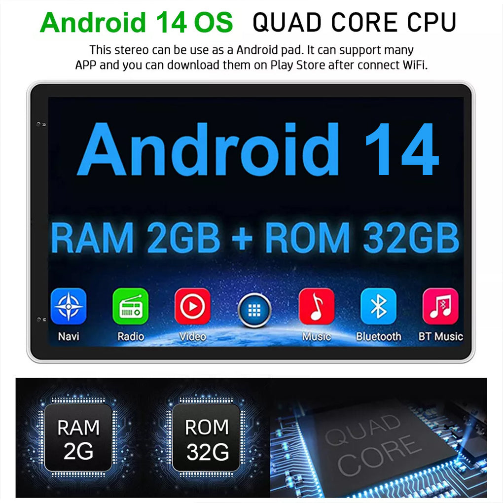 10.1 inch Android 14 rotating screen car navigation