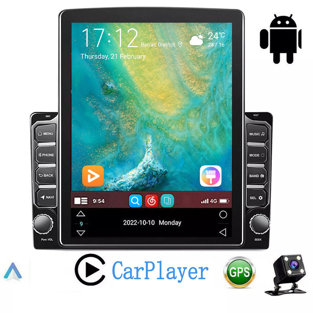 9.7" 2Din Car Stereo Radio Player GPS Carplay Wifi Android Auto Camera Android 14