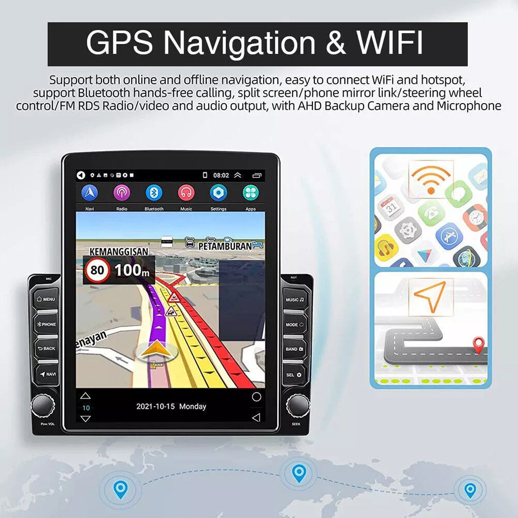 9.7" 2Din Car Stereo Radio Player GPS Carplay Wifi Android Auto Camera Android 14