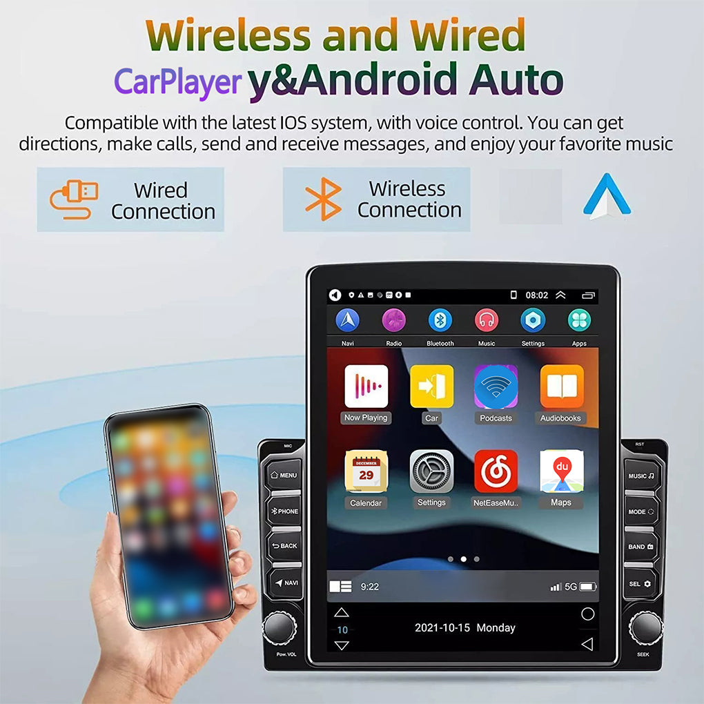 9.7" 2Din Car Stereo Radio Player GPS Carplay Wifi Android Auto Camera Android 14