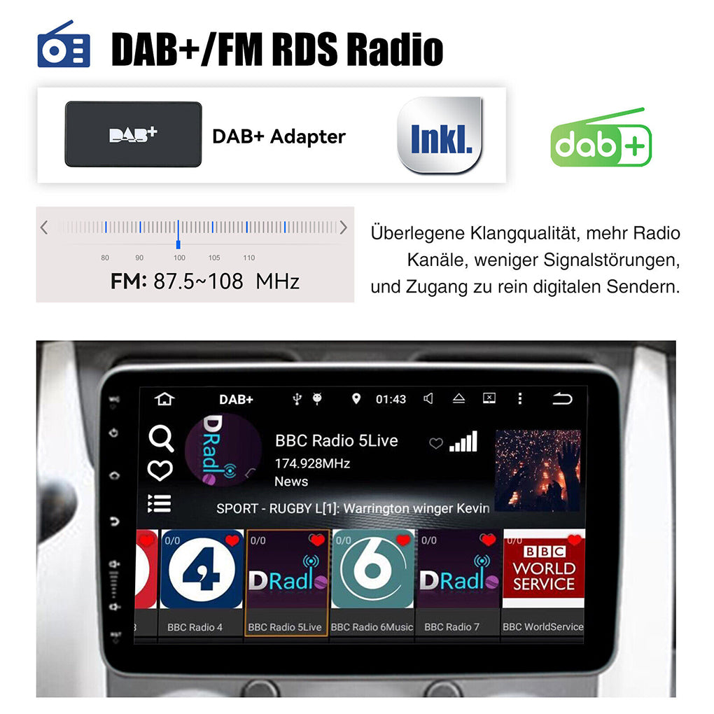 Android 14 Autoradio Carplay GPS Navi RDS WIFI