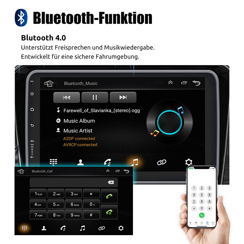 Android 14 Autoradio Carplay GPS Navi RDS WIFI