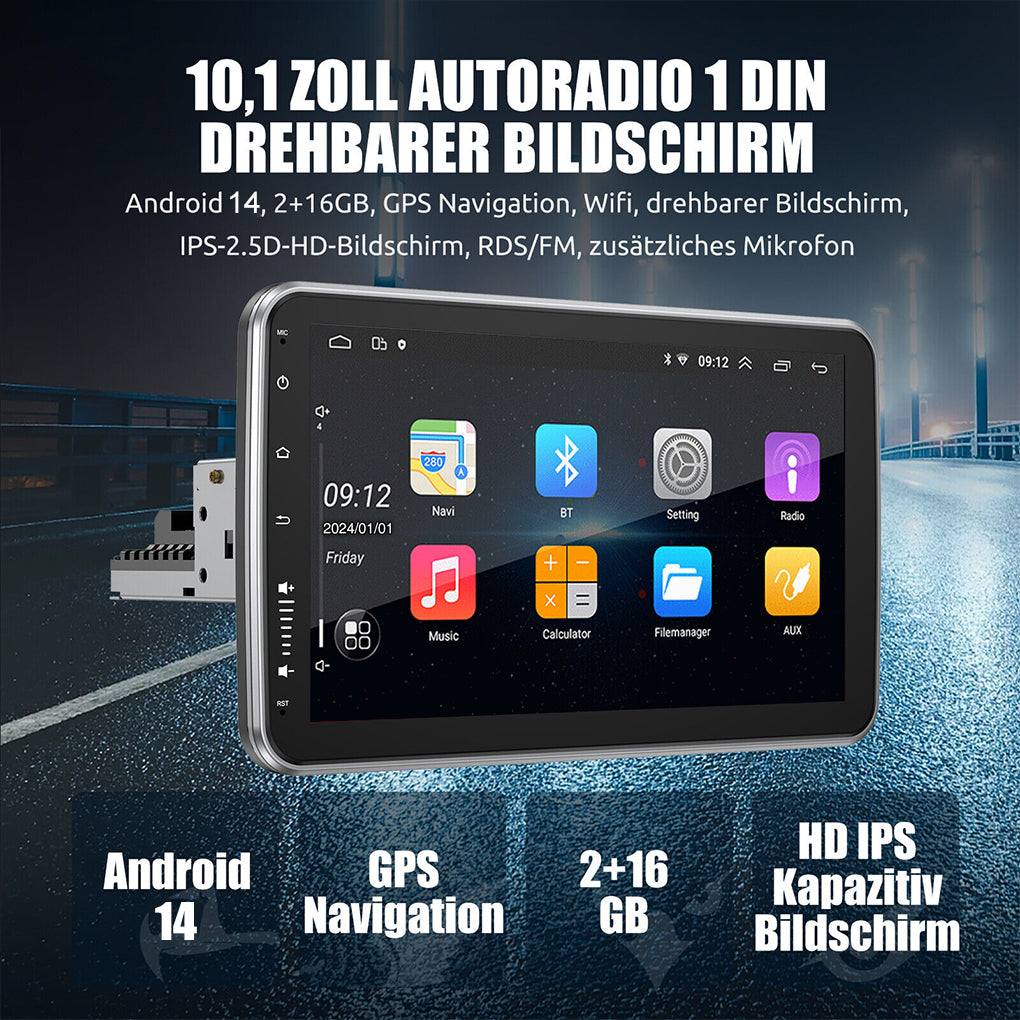 Android 14 Autoradio Carplay GPS Navi RDS WIFI