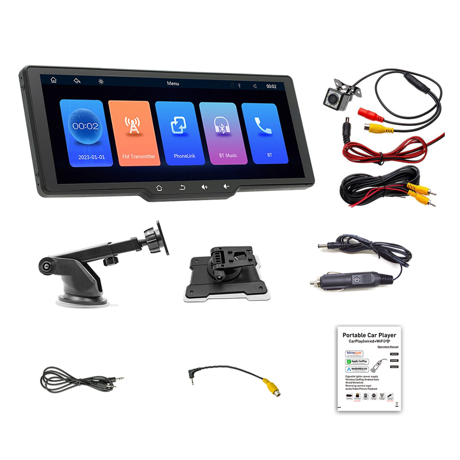 10" Portable Car Stereo Wireless Apple Carplay & Android Auto Radio Touch Screen