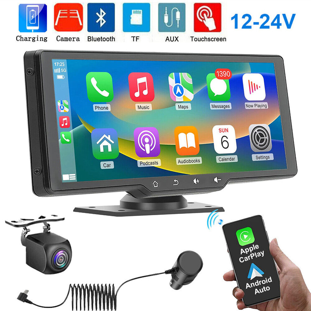10" Portable Car Stereo Wireless Apple Carplay & Android Auto Radio Touch Screen
