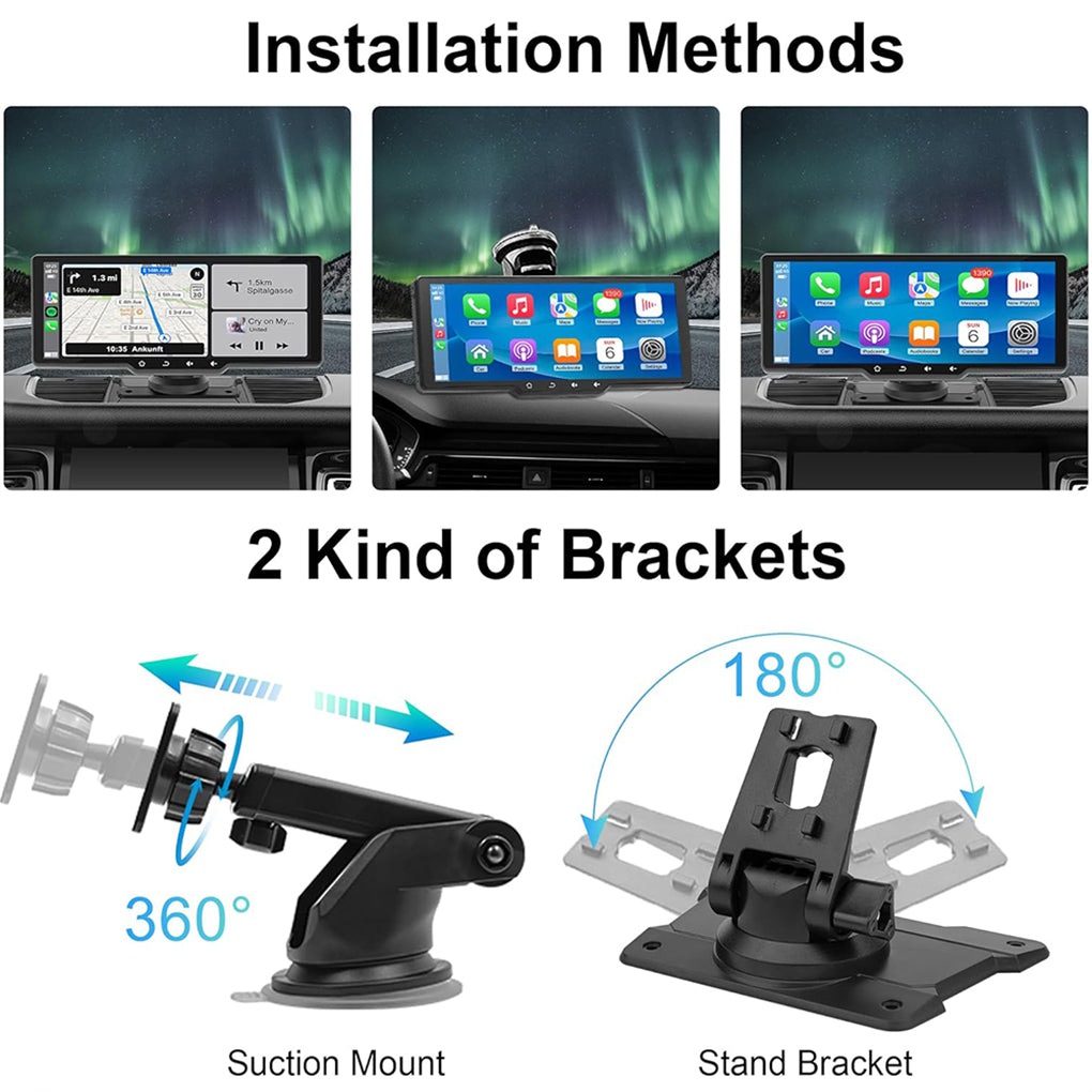 10" Portable Car Stereo Wireless Apple Carplay & Android Auto Radio Touch Screen