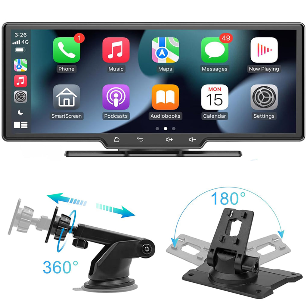 10" Portable Car Stereo Wireless Apple Carplay & Android Auto Radio Touch Screen