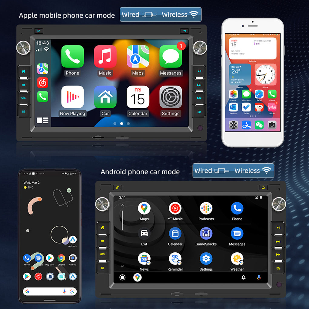 7" 2DIN Android 14 64GB Car Radio GPS Navi For VW Golf MK4 Polo Passat B5 JETTA