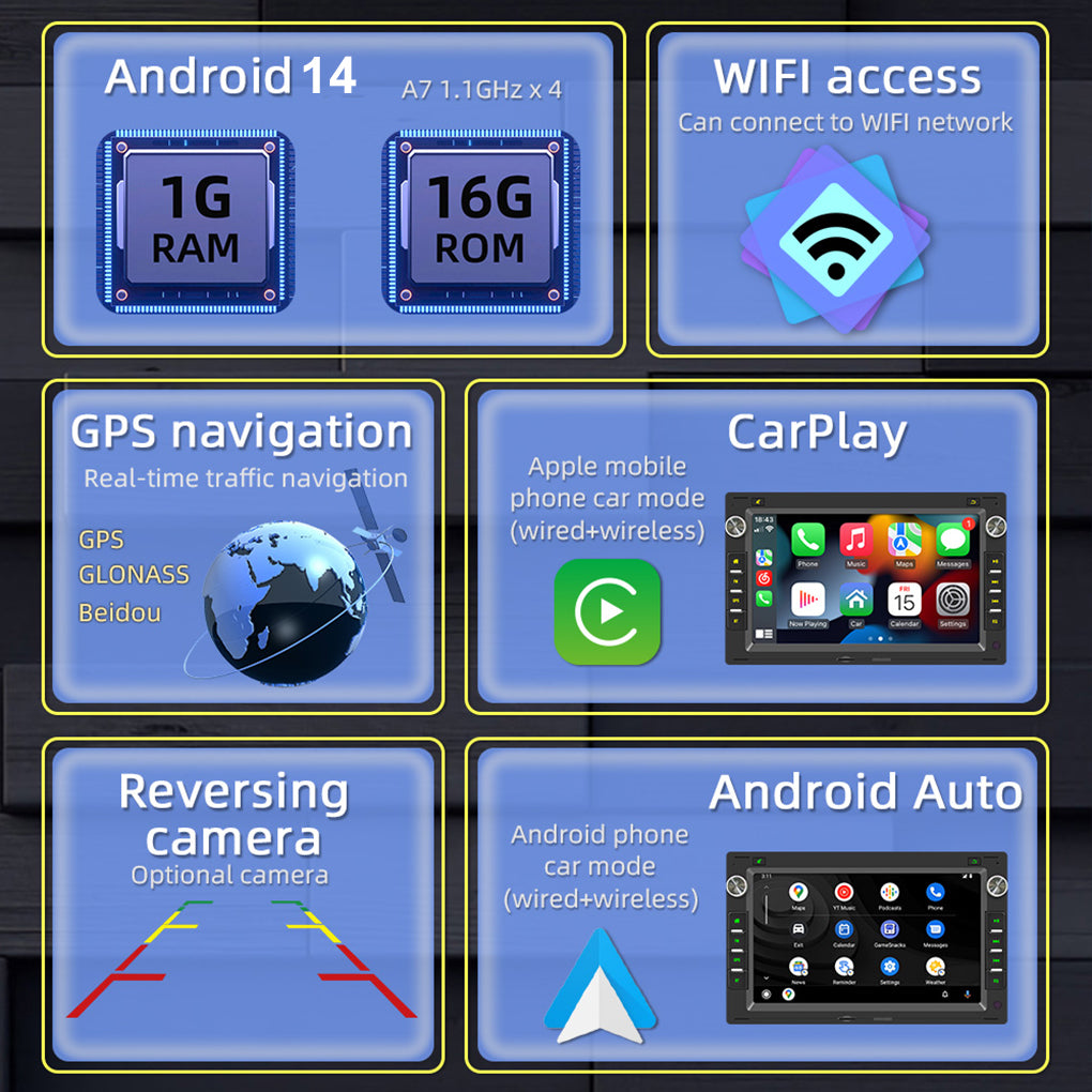 7" 2DIN Android 14 64GB Car Radio GPS Navi For VW Golf MK4 Polo Passat B5 JETTA