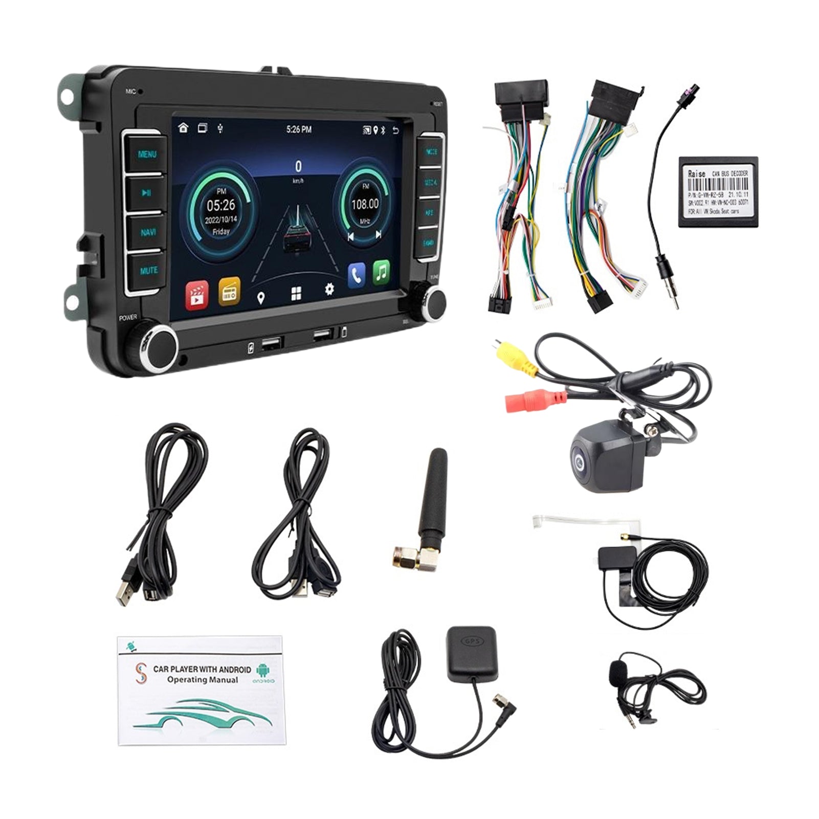 DAB+ 7" Android 13 Car Radio GPS Navi For VW Golf 5 6 Polo T5 Touran with Camera