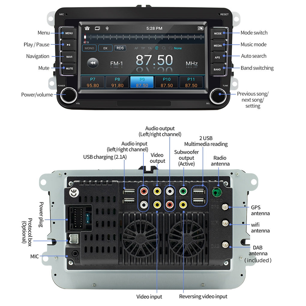 DAB+ 7" Android 13 Car Radio GPS Navi For VW Golf 5 6 Polo T5 Touran with Camera