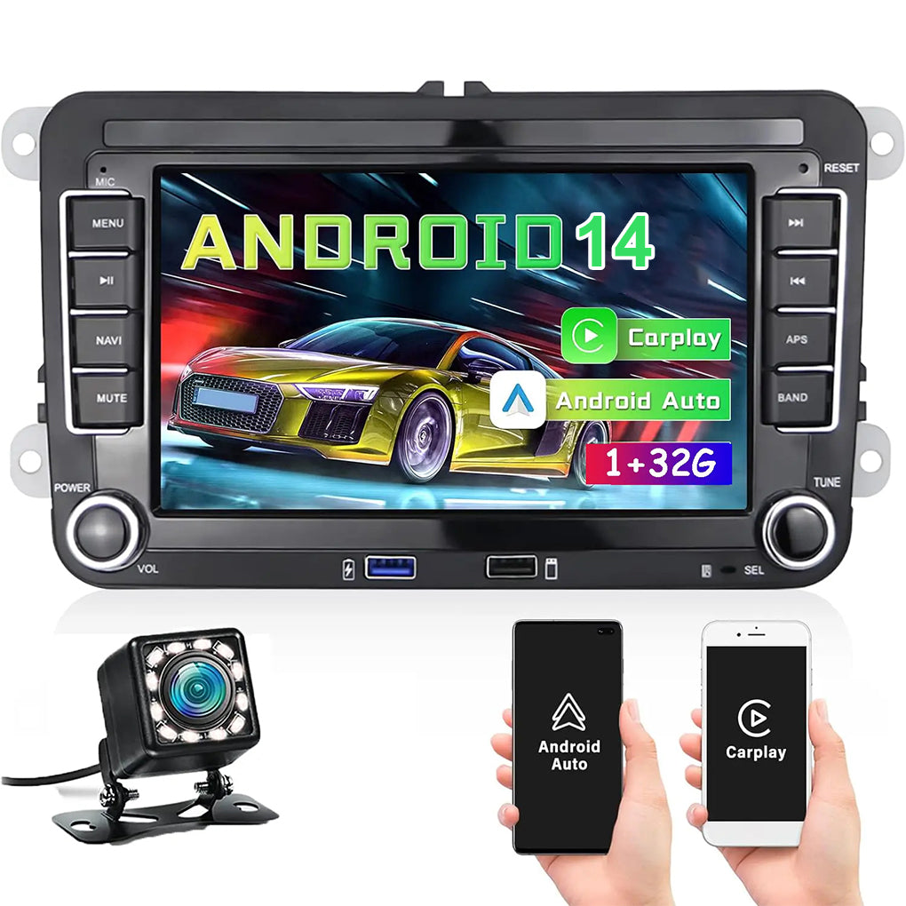 7 inch Android 14 dual USB GPS Android navigation for Volkswagen VW Golf MK5 MK6 Jetta Passat CC car radio carplay