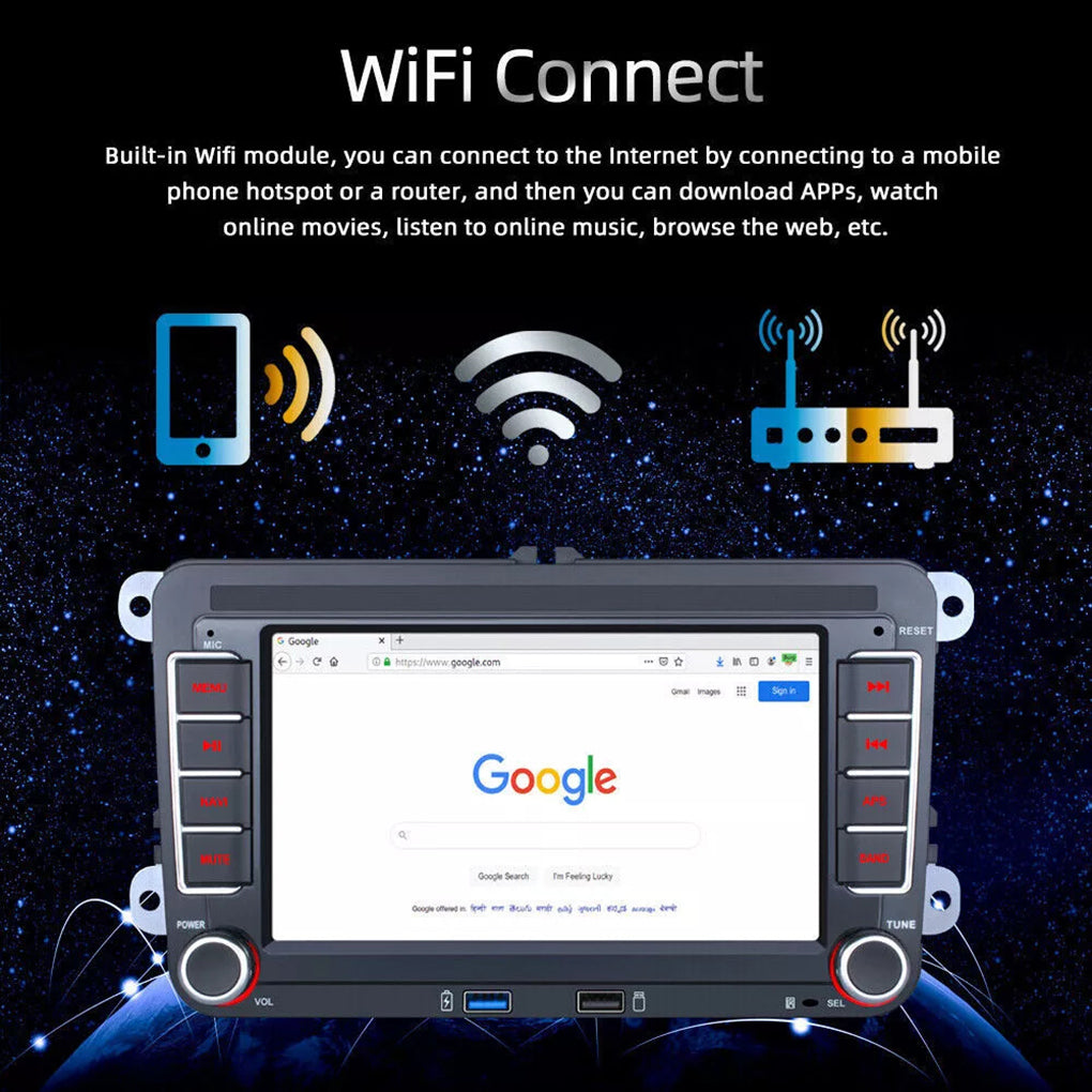 7 inch Android 14 dual USB GPS Android navigation for Volkswagen VW Golf MK5 MK6 Jetta Passat CC car radio carplay