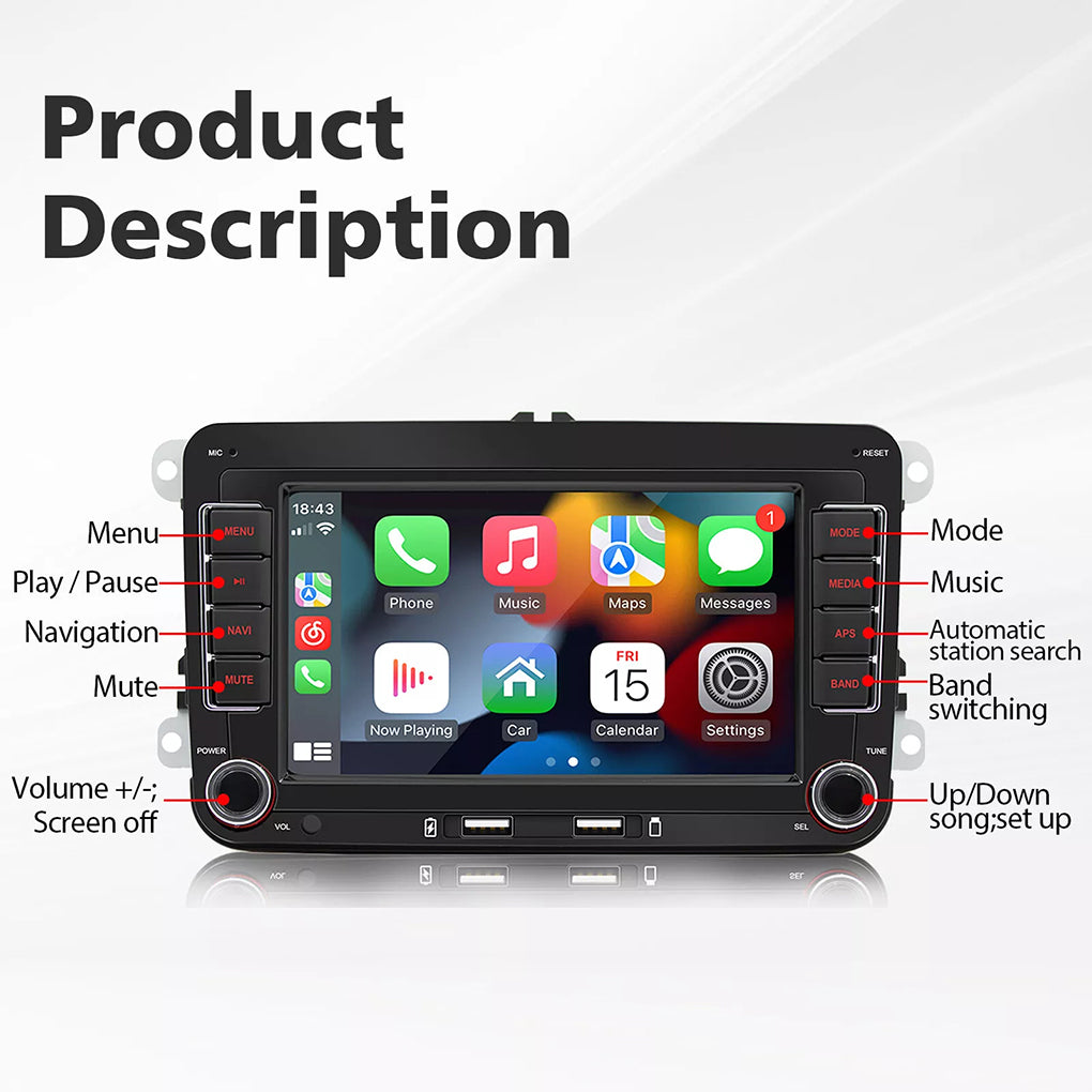 For VW GOLF MK5 MK6 7" Fit Apple Carplay Car Stereo Radio Android 14 GPS Player