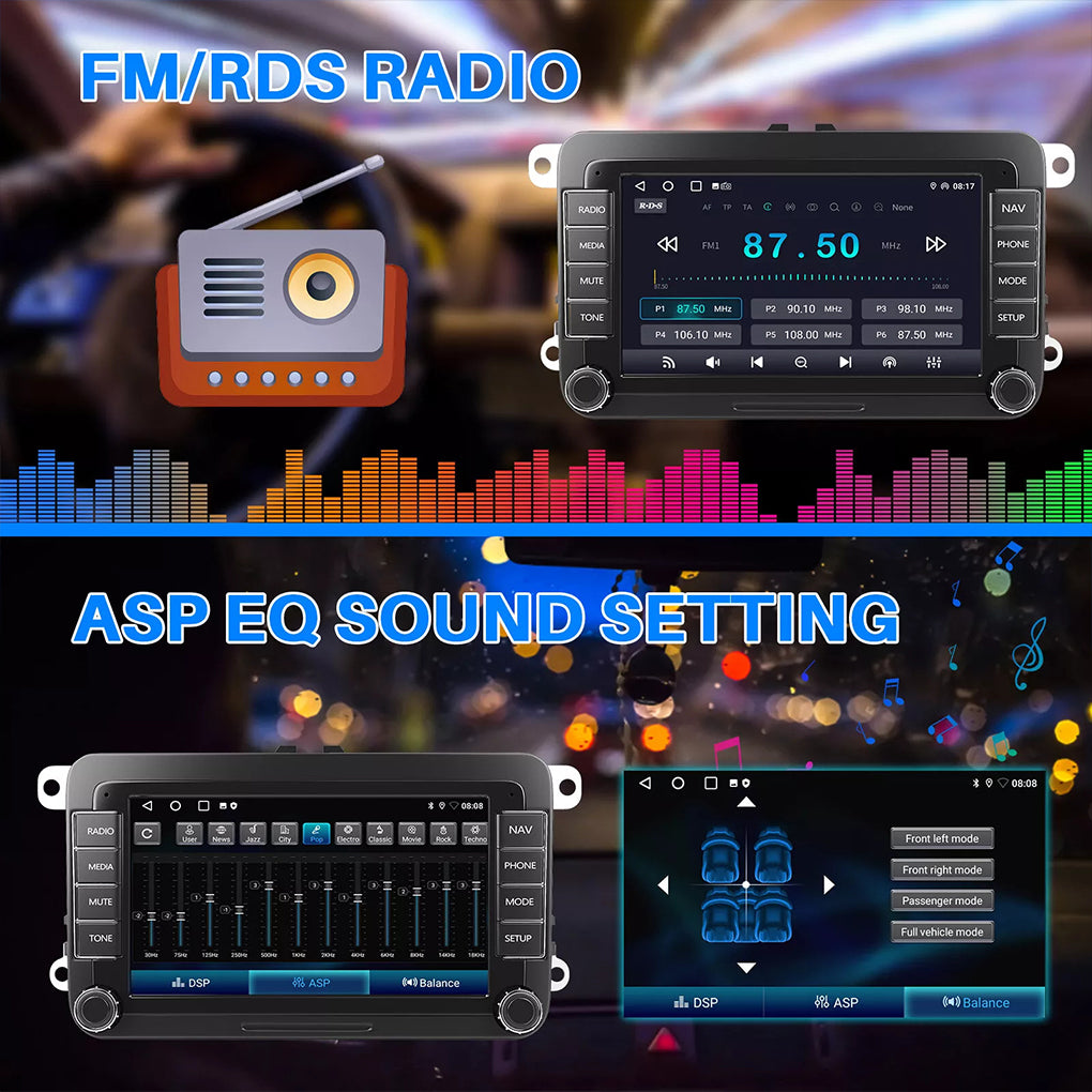 7 inch Android 14GPS Android navigation host reversing image mobile phone interconnection suitable for Volkswagen VW Golf MK5 MK6 Jetta Passat CC car radio carplay