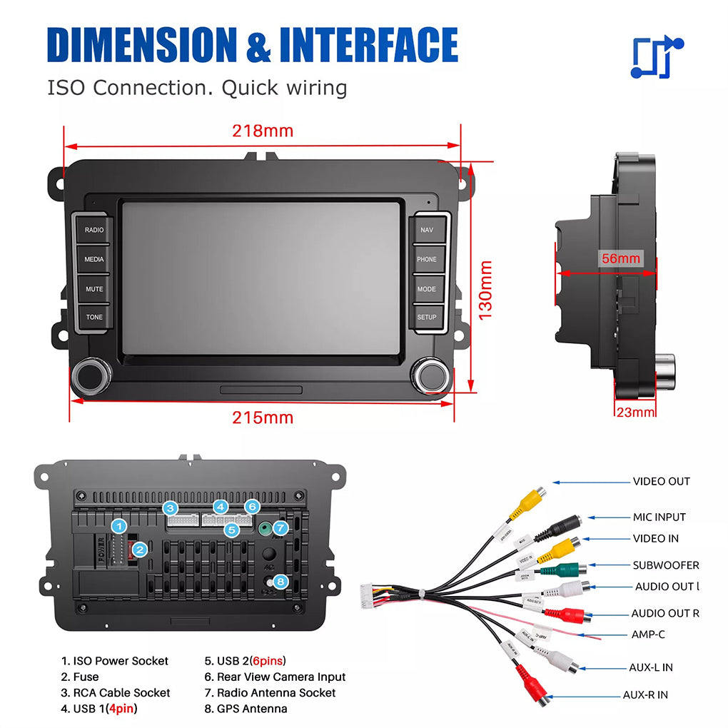 Android 14 Carplay For VW GOLF Polo MK6 9" Car Stereo Radio Android 13 Player+DAB
