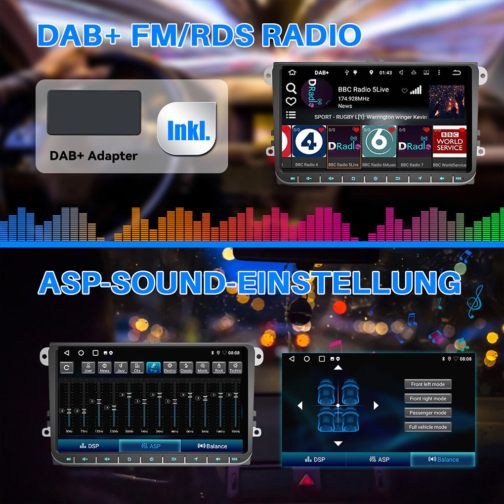 DAB+ 9" Android Car Radio Carplay GPS For VW Golf 5 6 Polo 6R Touran Tiguan Navi