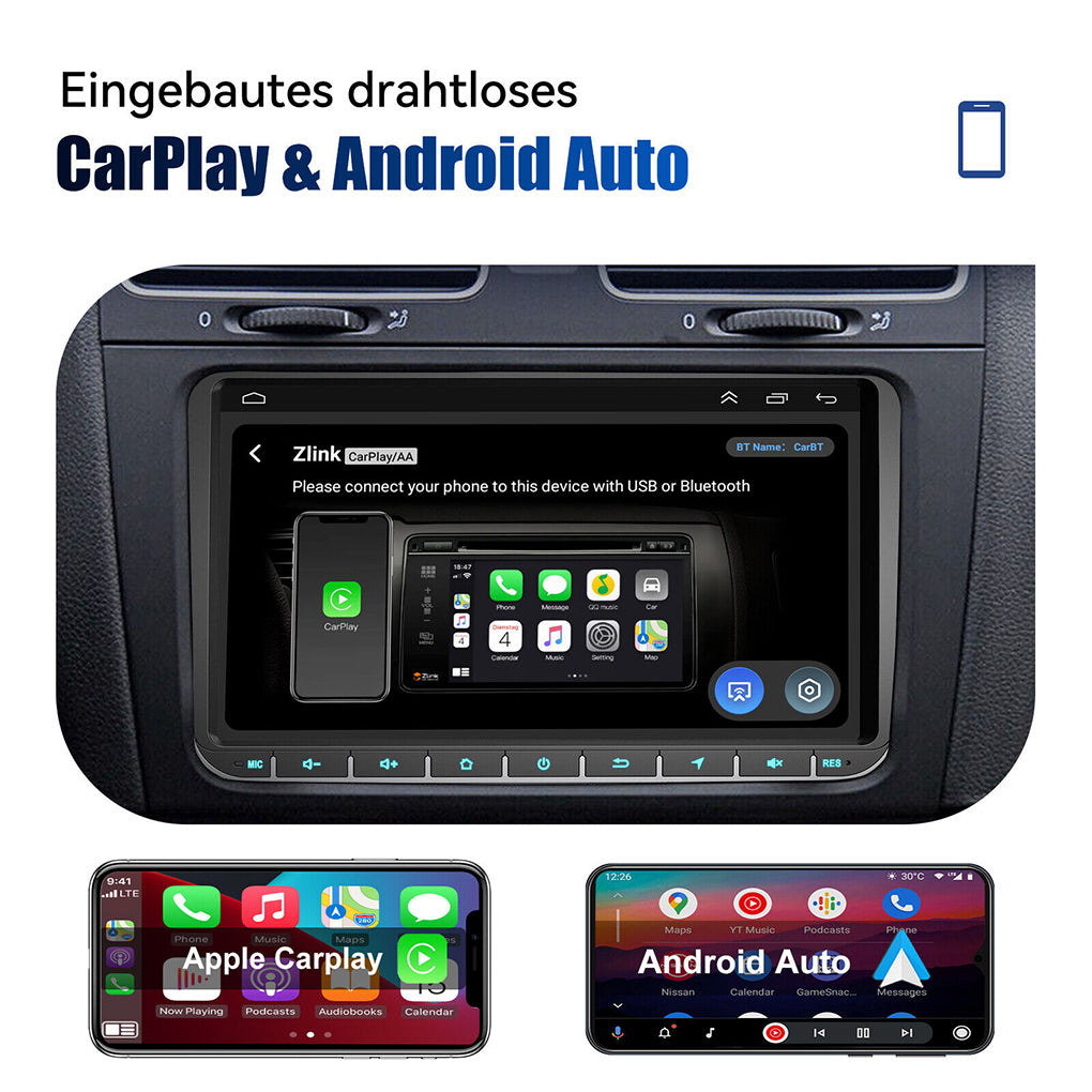 DAB+ 9" Android Car Radio Carplay GPS For VW Golf 5 6 Polo 6R Touran Tiguan Navi