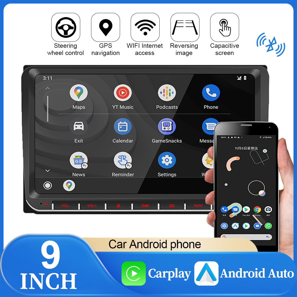 DAB+ 9" Android Car Radio Carplay GPS For VW Golf 5 6 Polo 6R Touran Tiguan Navi