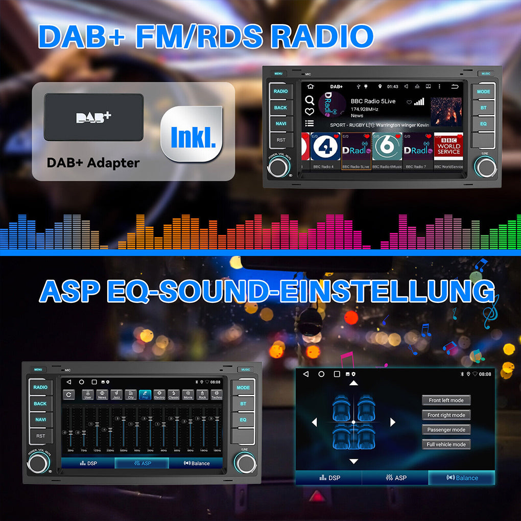 For VW T5 Multivan Transporter DAB+ Android 14 Car Radio Carplay GPS Navi RDS BT