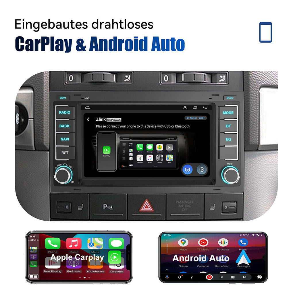 For VW T5 Multivan Transporter DAB+ Android 14 Car Radio Carplay GPS Navi RDS BT