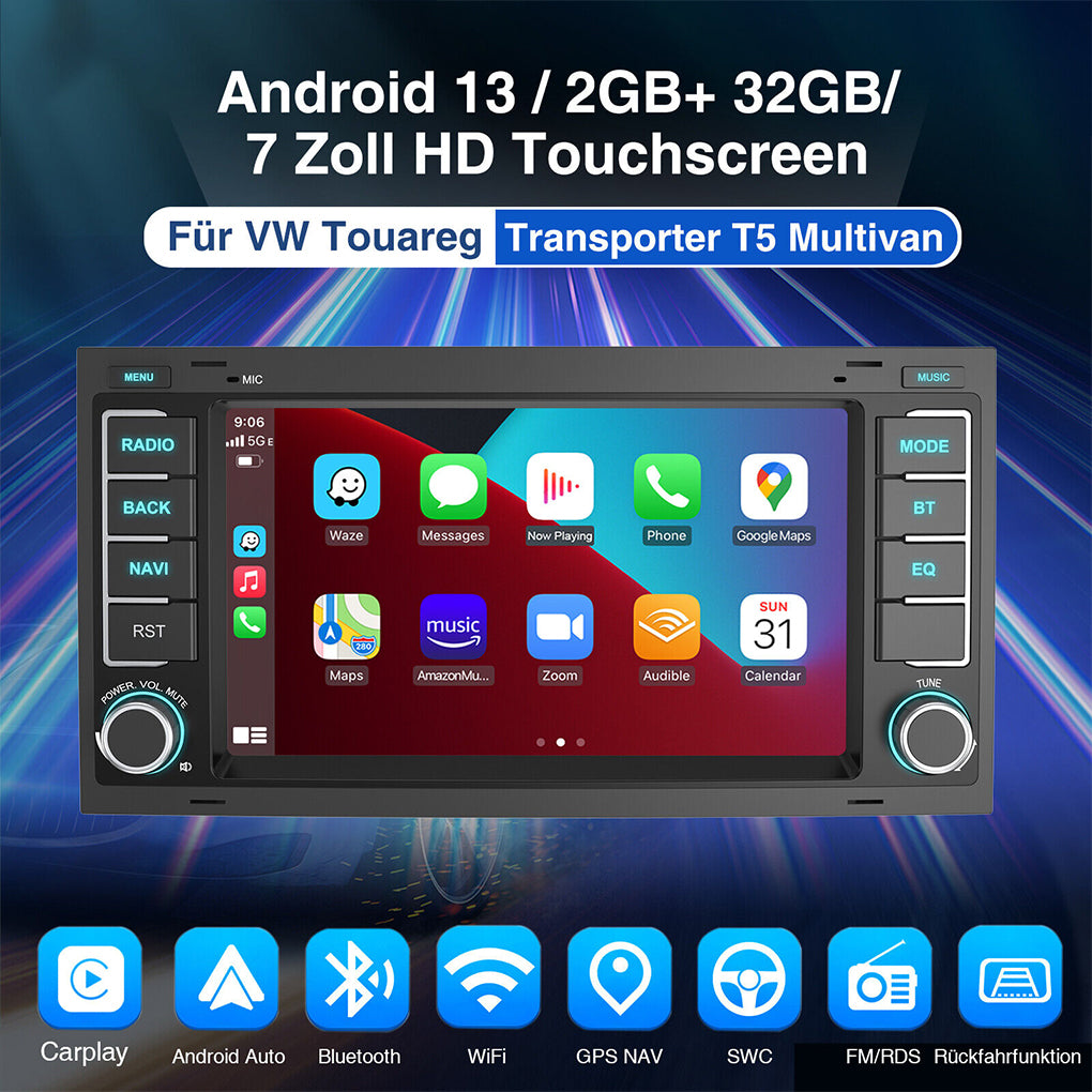 For VW T5 Multivan Transporter DAB+ Android 14 Car Radio Carplay GPS Navi RDS BT