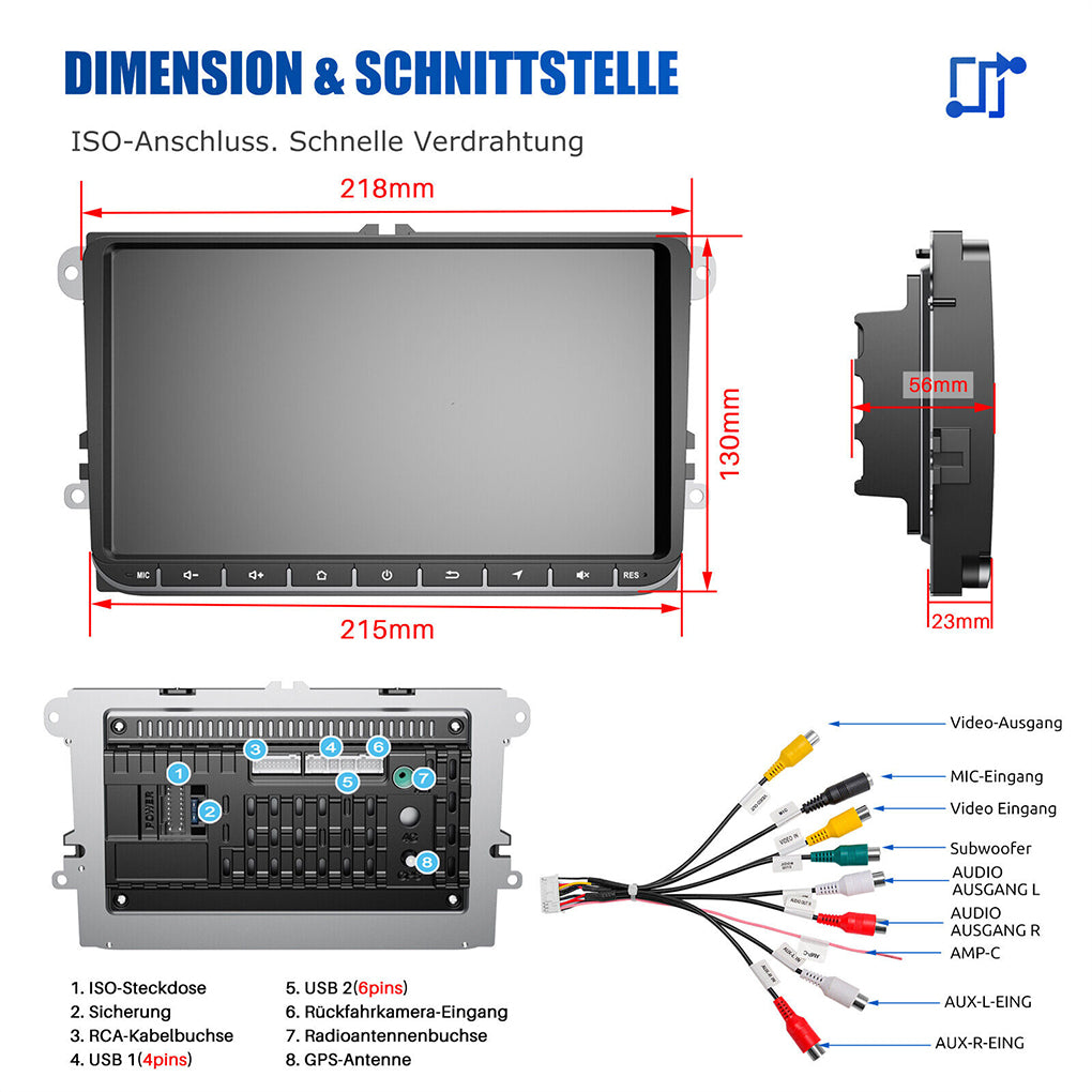 For VW GOLF 5 6 Touran Caddy Passat Car Radio DVR Android 13 Carplay GPS RDS