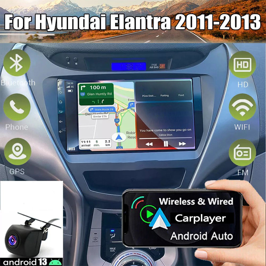 Apple Carplay for Hyundai Elantra 2011-2013 Car Radio Stereo GPS Navigation Android 14