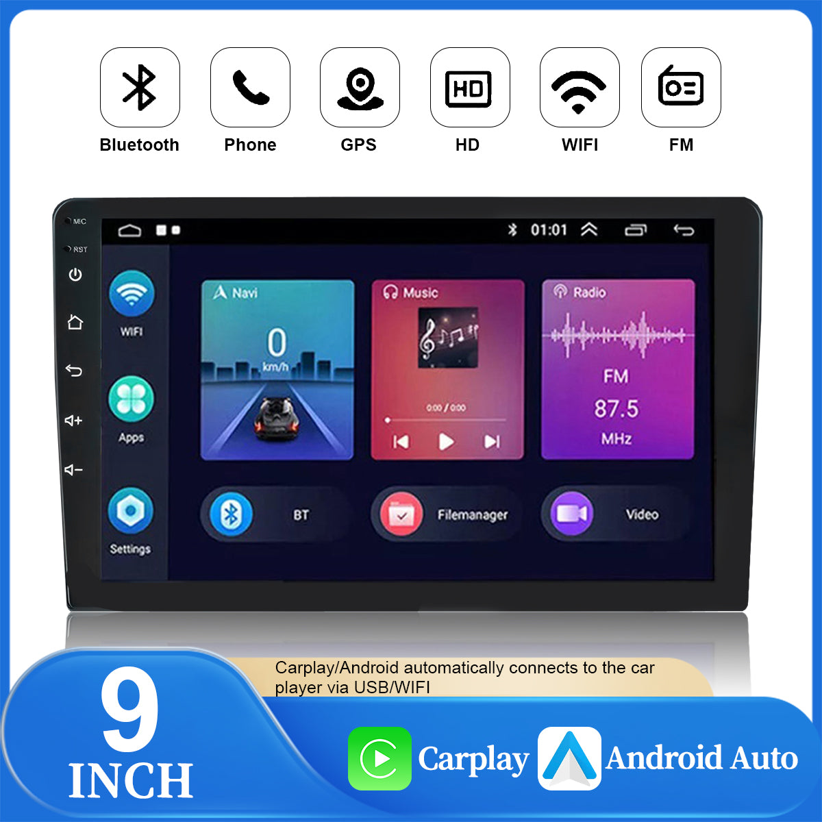 Android 14 Car Stereo Radio GPS Navigation Apple Carplay for Hyundai Elantra 2006-2012