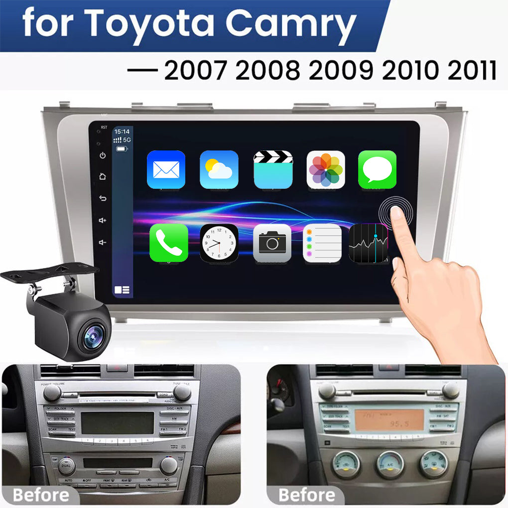 For Toyota Camry 2007-2011 9" Car Stereo Radio Android 14 Carplay GPS Camera