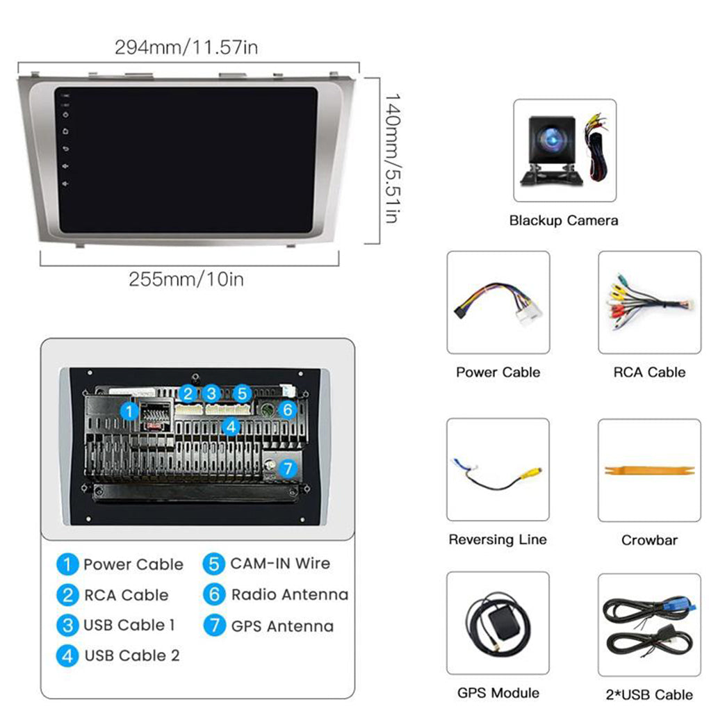 For Toyota Camry 2007-2011 9" Car Stereo Radio Android 14 Carplay GPS Camera