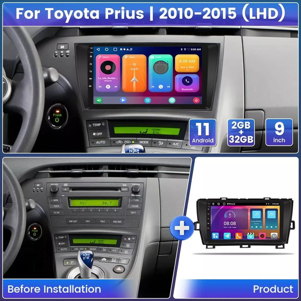 For Toyota Prius 3 10-15 9-inch Android central control navigation car radio (CARPLAY, 2+32G)