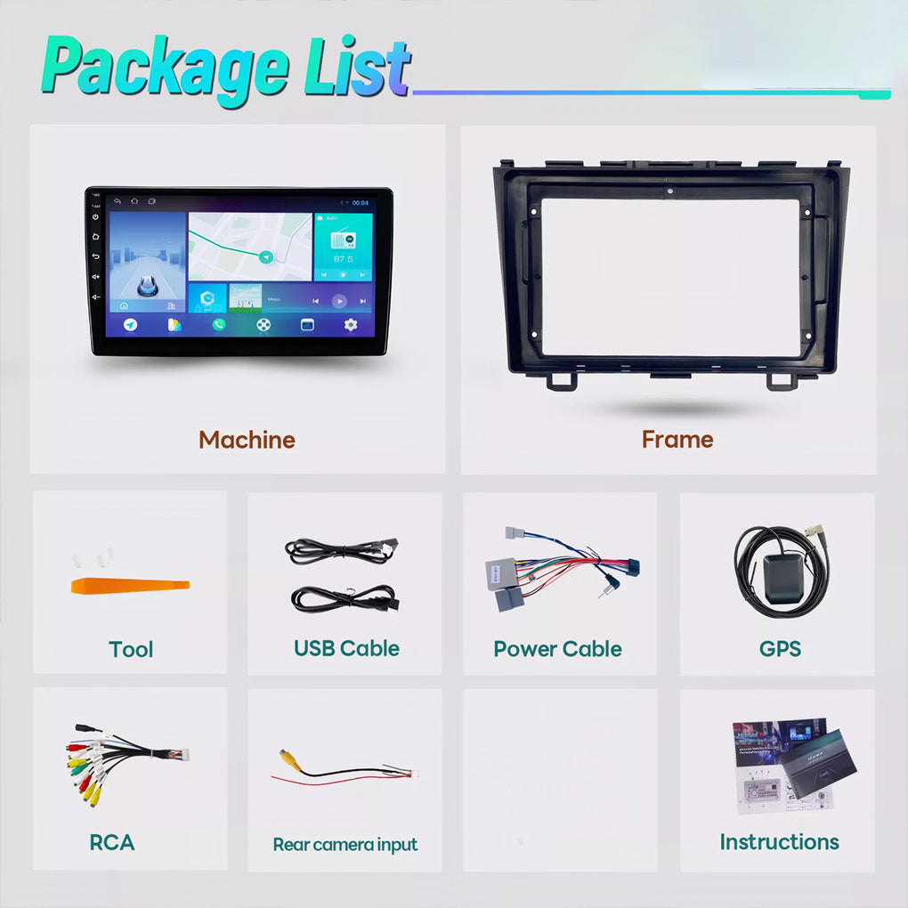 Car Stereo Radio For Honda CRV Carplay Android 14 2007-2011 Navigation WiFi BT GPS+Camera