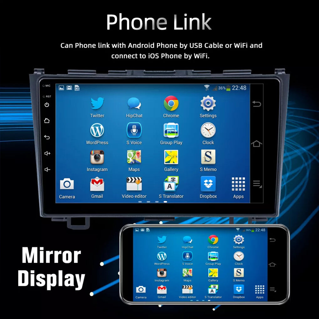 Car Stereo Radio For Honda CRV Carplay Android 14 2007-2011 Navigation WiFi BT GPS+Camera