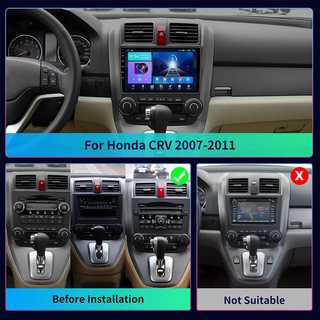 Car Stereo Radio For Honda CRV Carplay Android 14 2007-2011 Navigation WiFi BT GPS+Camera