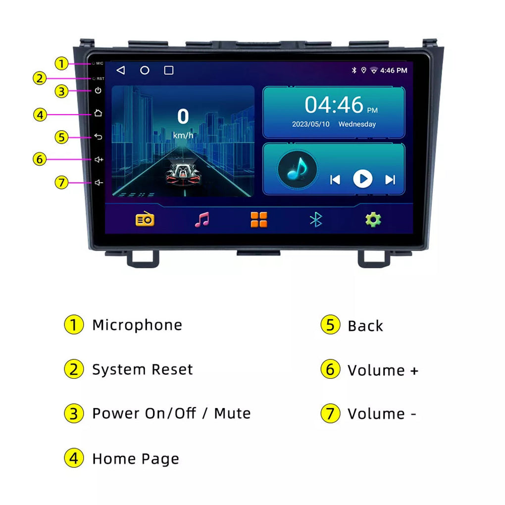 Car Stereo Radio For Honda CRV Carplay Android 14 2007-2011 Navigation WiFi BT GPS+Camera