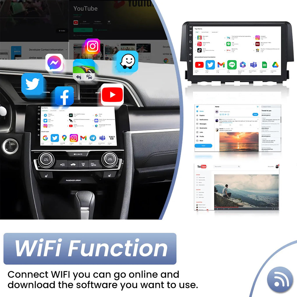 For 2016-2020 Honda Civic Navigation Large Screen Navigation Android 14 Smart GPS Car Radio