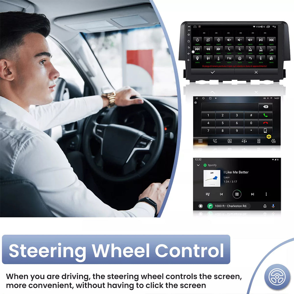 For 2016-2020 Honda Civic Navigation Large Screen Navigation Android 14 Smart GPS Car Radio