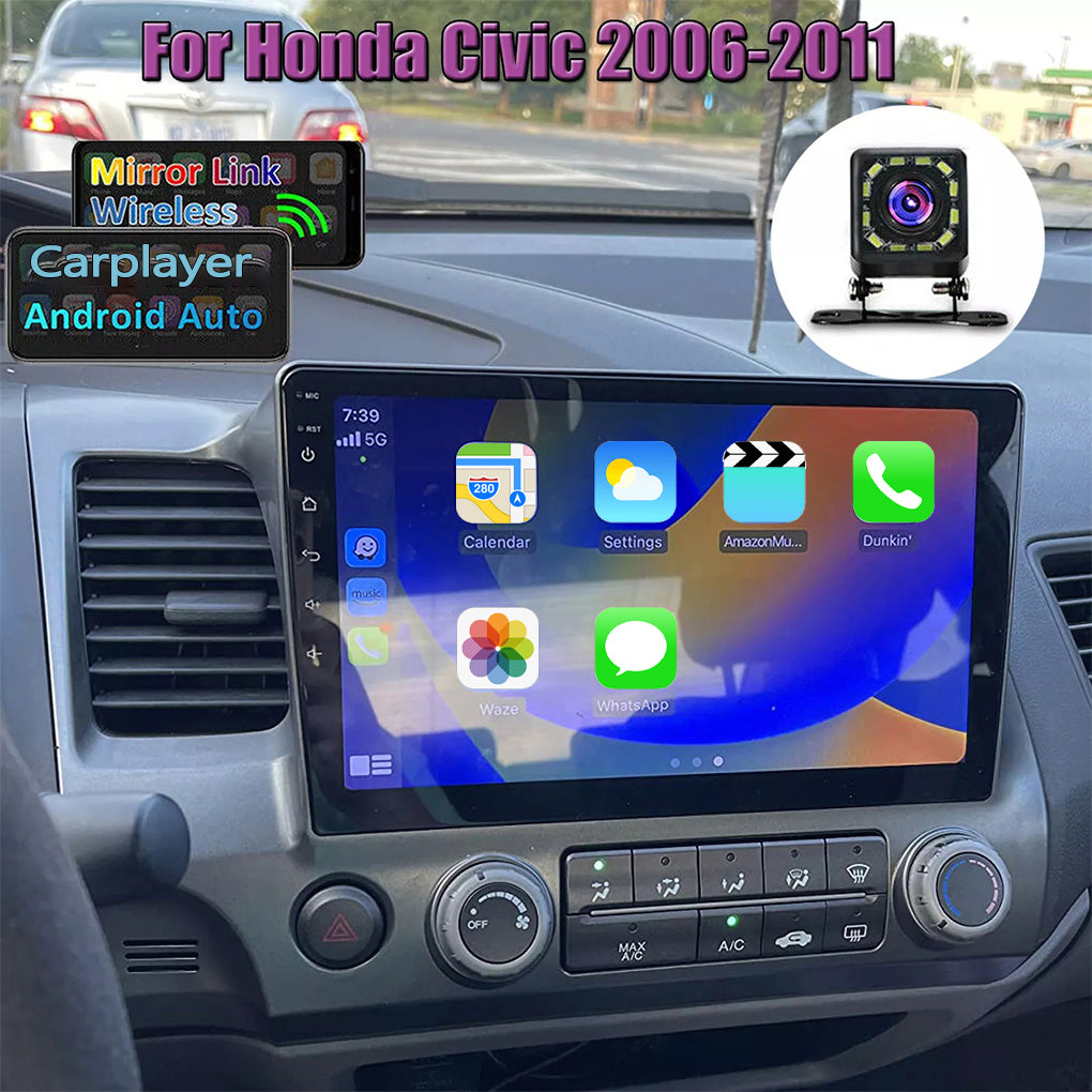 Android Car Stereo Radio GPS WiFi RDS+Camera CarPlay for Honda Civic 2006-2011