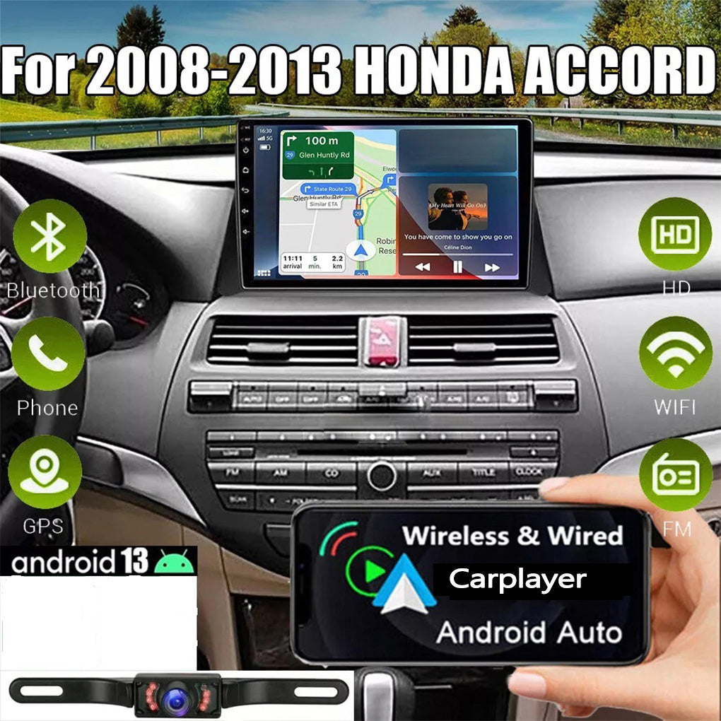 Apple Carplay Car Stereo Radio for Honda Accord 2008-2013 GPS Navigation Android 14