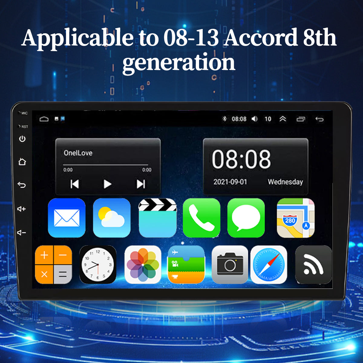 Apple Carplay Car Stereo Radio for Honda Accord 2008-2013 GPS Navigation Android 14