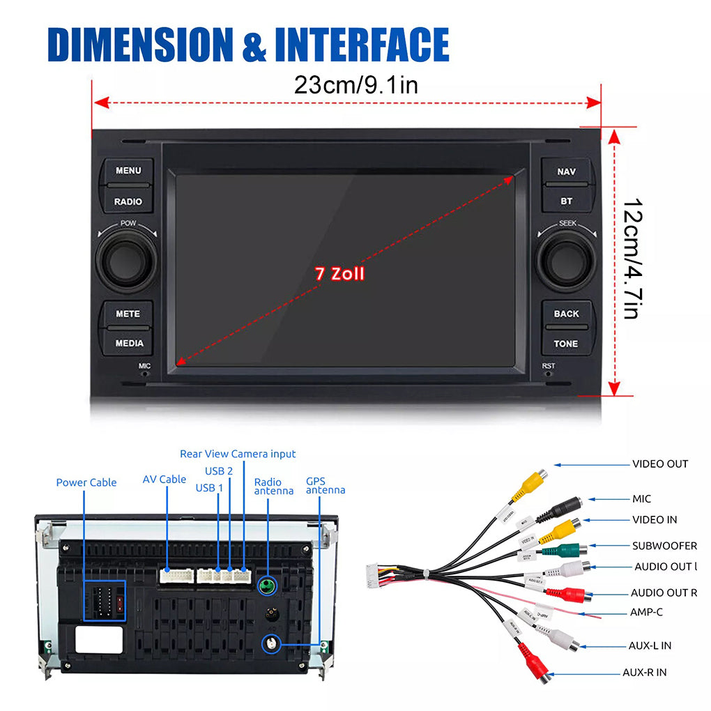7 inch Ford Transit Android 14 large screen GPS RDS car navigation car central control all-in-one car radio