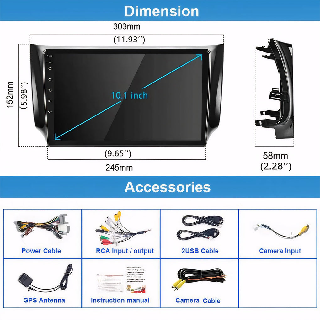 Applicable to Nissan Sentra Sylphy 2012-2018 Car Android 14 Navigation Wireless Carplay Large Screen 10.1 Inch Navigation Car Radio (2+32G)