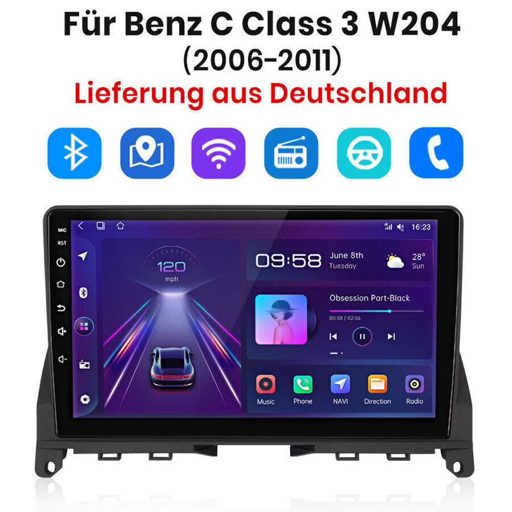 Suitable for 2006-2011 Mercedes-Benz C-Class W204 S204 9-inch Android 14 wifi reversing image integrated car radio