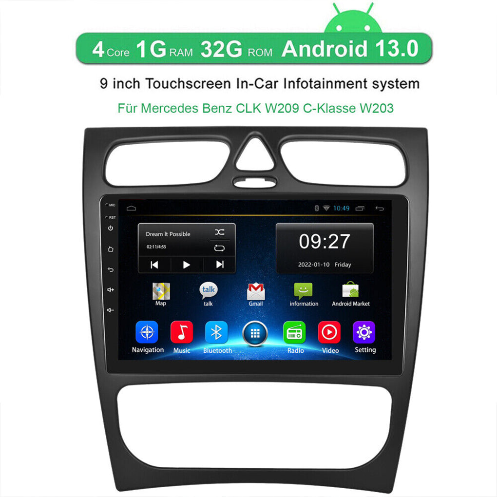 Suitable for 9-inch Mercedes-Benz C-Class/CLK00-03 Android 14 large screen car Android 14 car radio