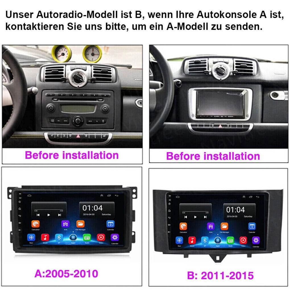 Suitable for Mercedes-Benz SMART ForTwo Cabrio/Coupe 451 large screen 9 inches 10-15 models Android 14 car radio with MIC